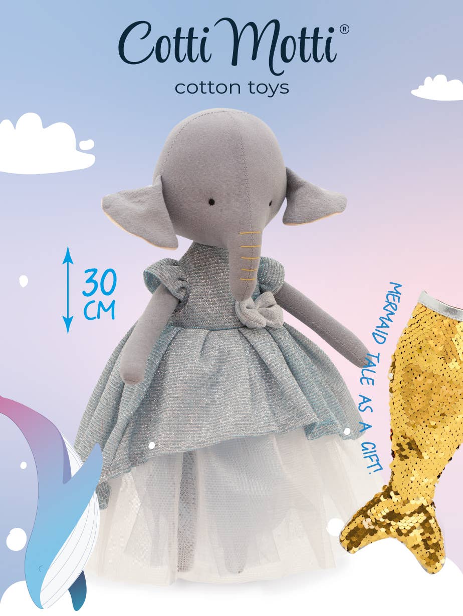 Peluche Ali la Elefante + Cola de Sirena