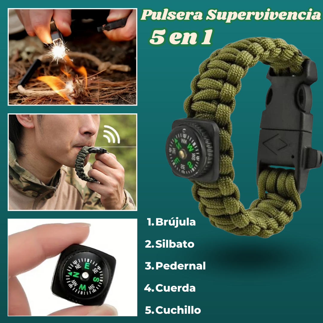 Cinturón Táctico Hombre y Pulsera Supervivencia, Regalo para Hombre | Senderismo, Camping, Pesca, Caza, Acampada